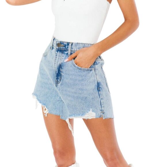 Show Me Your MuMu Tuscon High Rise Distressed Jean Shorts Size 24 NWT - Picture 7 of 13